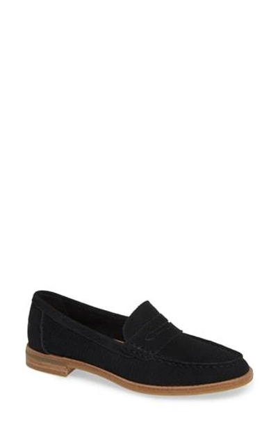 Sperry Seaport Penny Loafer In Black Leather