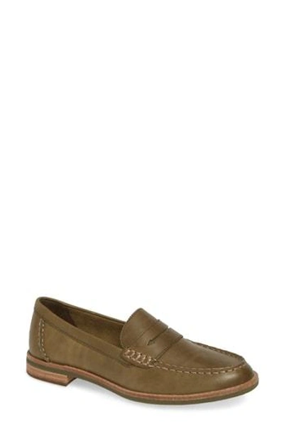 Sperry Seaport Penny Loafer In Olive Leather