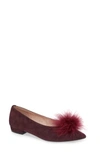 Patricia Green Maribou Feather Pouf Flat In Claret Suede
