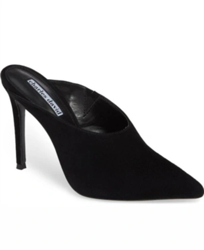 Charles David Women's Carlyle Pointed Toe Suede High-heel Mules In Black