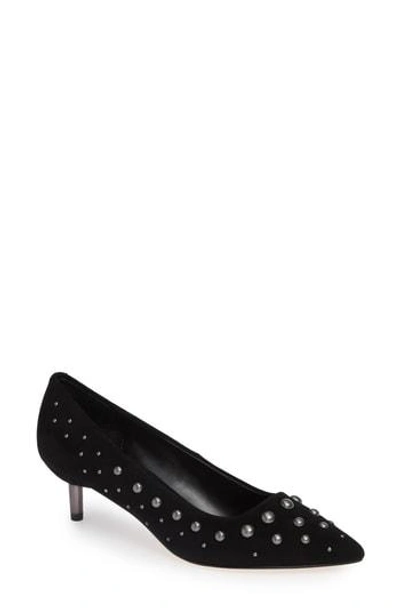 Donald Pliner Bazie Studded Suede Kitten-heel Pumps In Black Suede