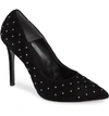 Charles David Women's Castle Pointed Toe Studded Suede High-heel Pumps In Black Suede