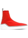 Givenchy George V Stretch Knit Sneakers In Poppy Red