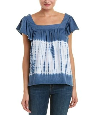 Chaser Flouncy Square Neck Top In Blue