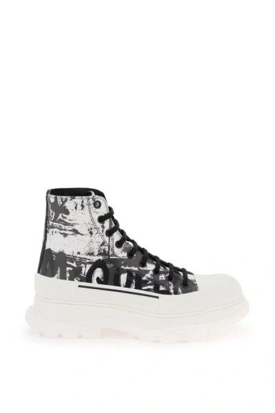 Alexander Mcqueen Chunky Sole High-top Lace-up Trainers In Black,white