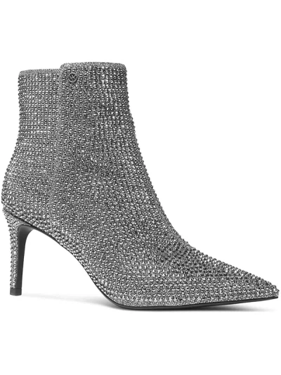 Michael Michael Kors Alina Flex Womens Pointed Toe Stiletto Heel Ankle Boots In Silver