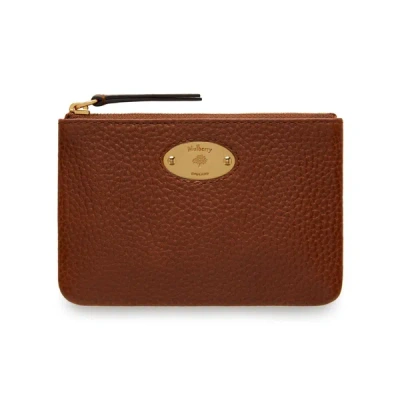 Mulberry Plaque Small Zip Coin Pouch In Brown