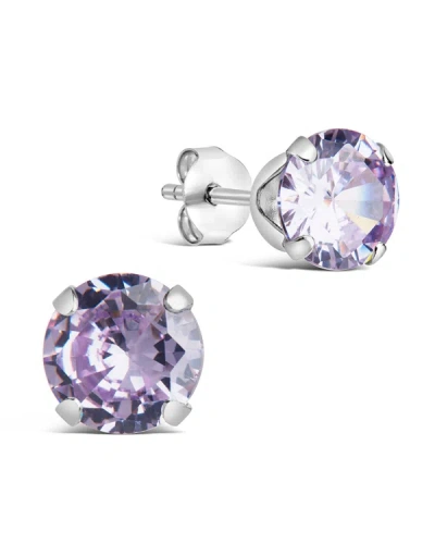 Sterling Forever Sterling Silver 7mm Simple Colored Studs [light Periwinkle]