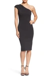Dress The Population Quinn One-shoulder Body-con Dress In Black