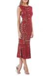 Js Collections Soutache Mesh Dress In Red/ Clay