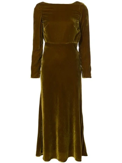 Saloni Tina Cowl Back Velvet Dress In 170