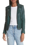 Iro Han Leather Zip-front Moto Jacket In Dark Green