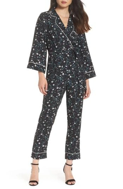 Adelyn Rae Addison Pajama Jumpsuit In Black-green