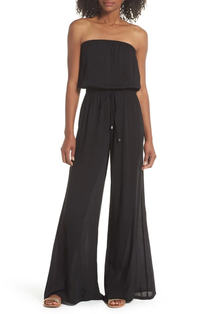 Elan Strapless Cover-up Jumpsuit In Black