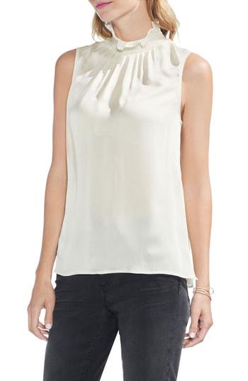 vince camuto smocked neck blouse