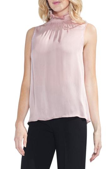 vince camuto smocked neck blouse
