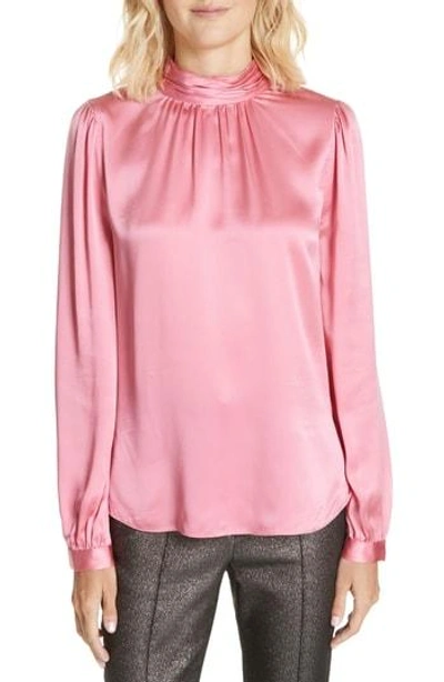 Veronica Beard Chilton Bow Back Silk Blouse In Pink
