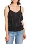 1.state Contrast-stitched Ruffle Camisole In Rich Black
