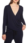 1.state Wrap Front Knit Top In Blue Night