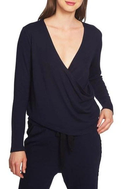 1.state Wrap Front Knit Top In Blue Night