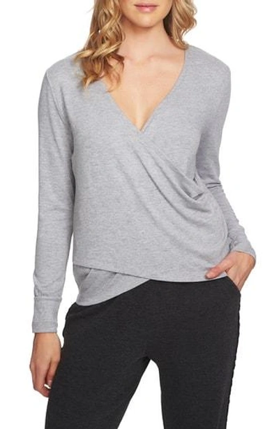 1.state Wrap Front Knit Top In Light Heather Grey
