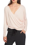1.state Wrap Front Knit Top In Peach Heather