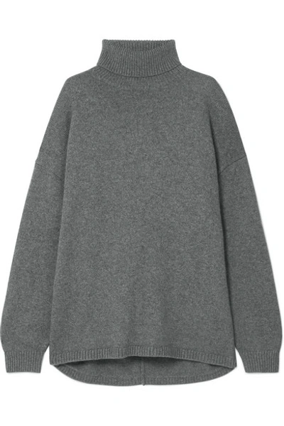 Tibi Oversized Cashmere Turtleneck Sweater In Dark Heather Grey