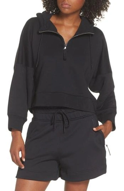 Nike Half Zip Fleece Hoodie In Black/ Black