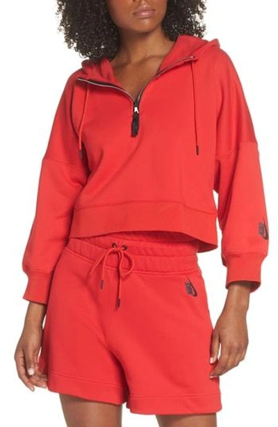 Nike Half Zip Fleece Hoodie In University Red/ Black