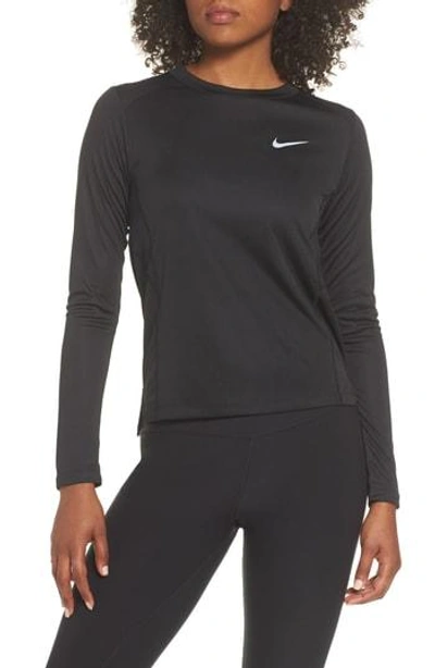 Nike Miler Dry Long Sleeve Tee In Black