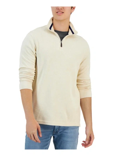 Club Room Big & Tall Mens Ribbed 1/4 Zip Pullover Sweater In Beige