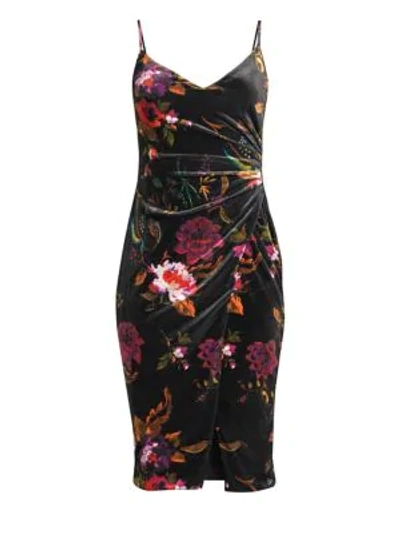 Black Halo Bowery Floral Velour Sheath Dress In Literature