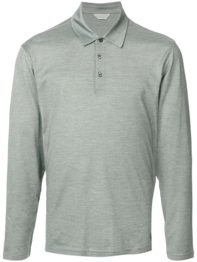 Gieves & Hawkes Long Sleeve Polo Shirt In Grey