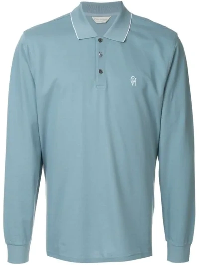 Gieves & Hawkes Long Sleeve Polo Shirt In Blue