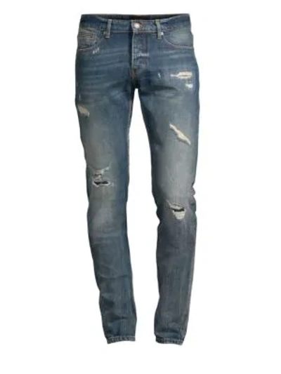 The Kooples Distressed Slim-fit Jeans In Blue