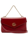 Gucci Thiara Gg Leather Shoulder Bag In Black Red