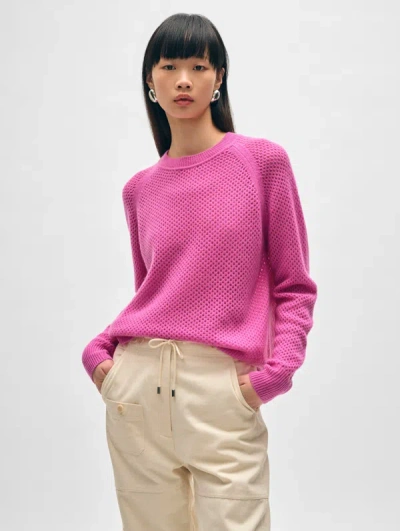 White + Warren Cashmere Mesh Sweatshirt In Fondant Pink