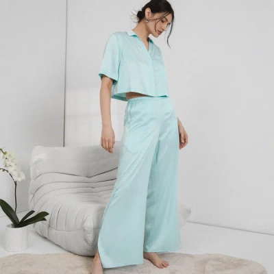 Lunya Washable Silk High Rise Trouser Set In Infinity Blue
