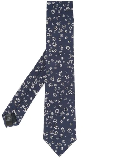 Gieves & Hawkes Embroidered Tie In Blue