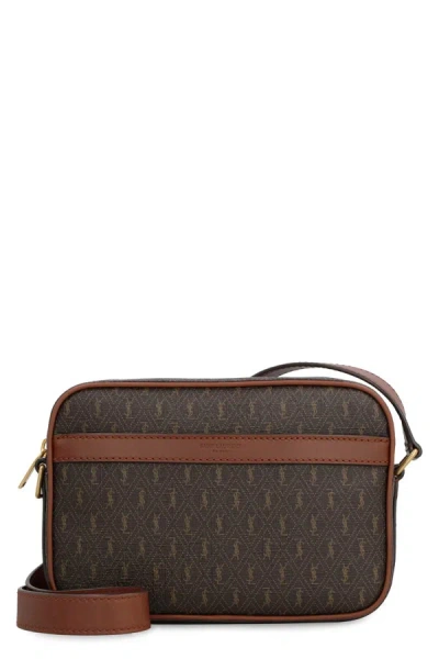 Saint Laurent Printed Canvas Crossbody Bag In Brown