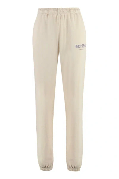Sporty And Rich Sporty & Rich Team Logo Cotton Sweatpants In Beige