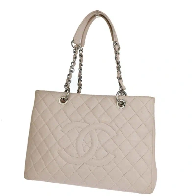 Pre-owned Chanel Gst (grand Shopping Tote) Ecru Leather Shoulder Bag ()