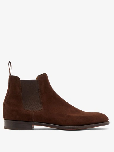 John Lobb Lawry Suede Chelsea Boots In Brown