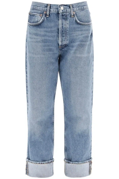 Agolde Ca Straight Jeans With Low Crotch Fran In Blue