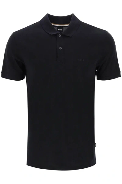 Hugo Boss Boss Organic Cotton Pallas Polo Shirt In Black