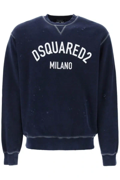 Dsquared2 Felpa Cool Fit Effetto Used In Blue