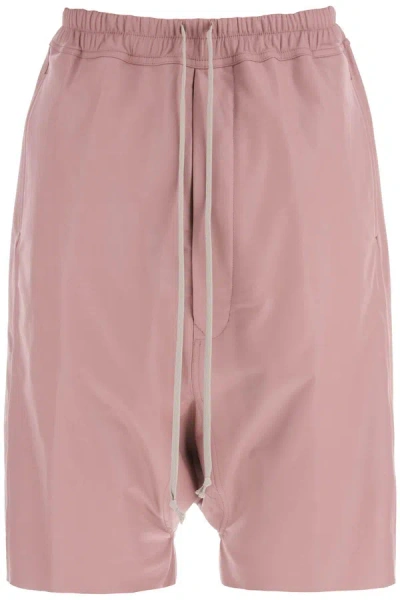 Rick Owens Leather Bermuda Shorts For In Pink