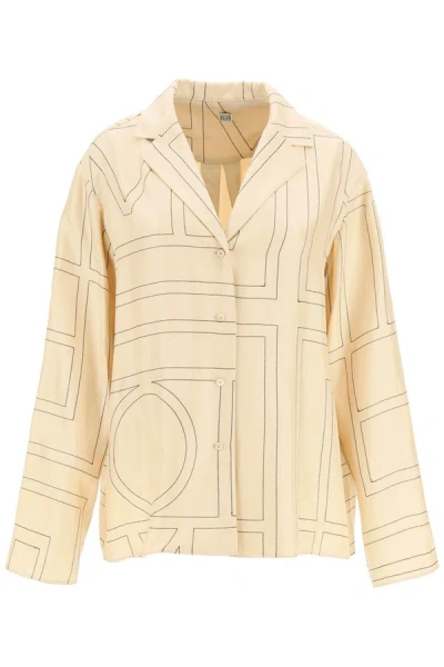 Totême Toteme Monogram Silk Pajama Shirt