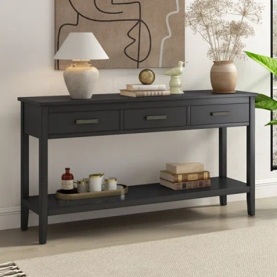 Simplie Fun Contemporary 3-drawer Console Table In Black