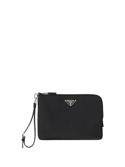 Prada Men Clutch Bag In Black